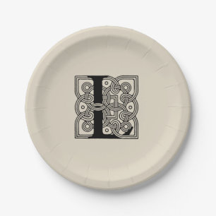 Letter L Vintag Celtic Knot Monogram Pappteller