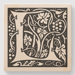 Letter 'L'William Morris Design Square Steinuntersetzer