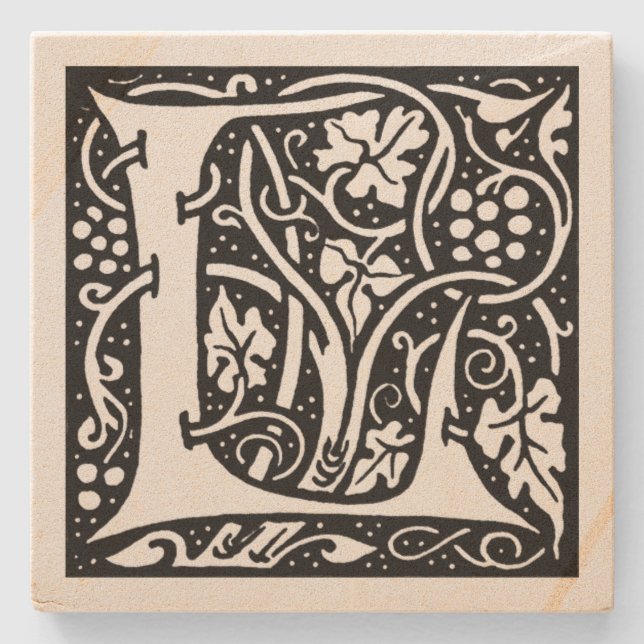Letter 'L'William Morris Design Square Steinuntersetzer (Vorderseite)