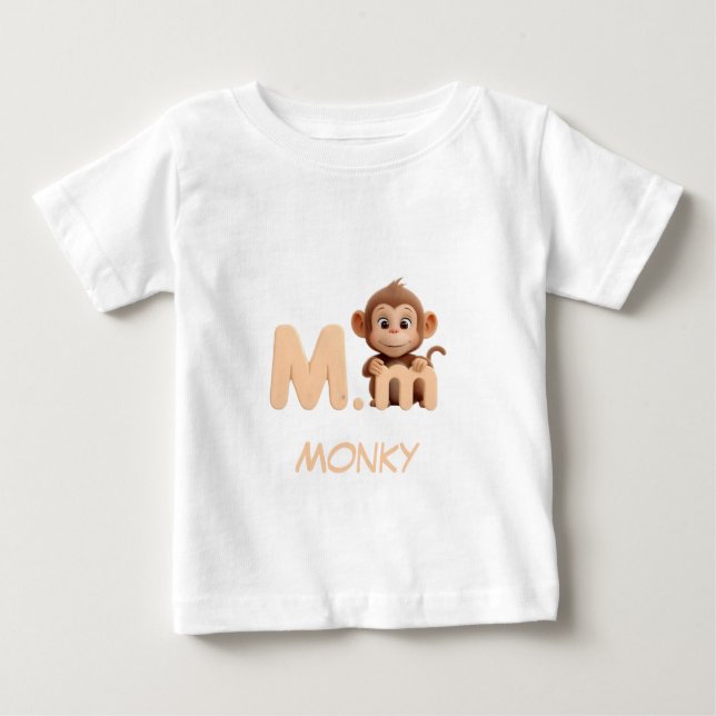 Letter M Affe Bildung Kinder T-Shirt | Großbuchsta (Vorderseite)