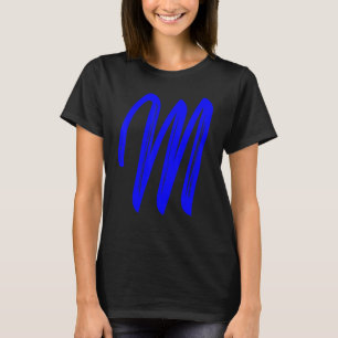 Letter M Alphabet Large Blue Graphal T-Shirt