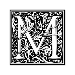 Letter M Art Nouveau Schwarz/Weiß Tile Permastempel