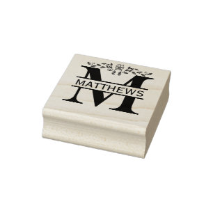 Letter M Blätter für Schmetterlinge Monogramm teil Gummistempel