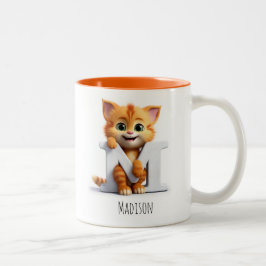 Letter M Cat Alphabet Monogram Coffee Tasse