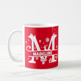 Letter M Christmas Monogram, Anfangsname Rot Kaffeetasse
