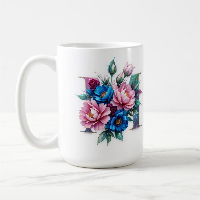 Letter M Coffee Tasse - Blumendesign für Geschenke (Links)