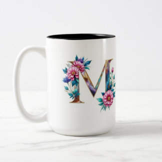 Letter M Coffee Tasse - Blumendesign für Geschenke