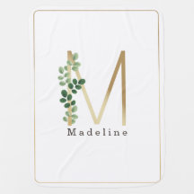 Letter M Elegant Gold + Botanische Vegetation