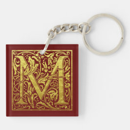 Letter M First Letter Imitats Gold Red Schlüsselanhänger