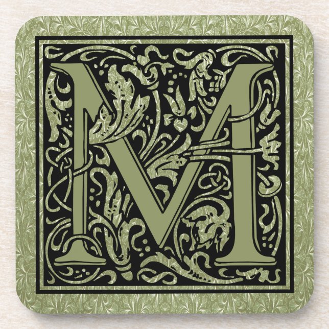 Letter M First Letter Monogram Untersetzer (Vorderseite)