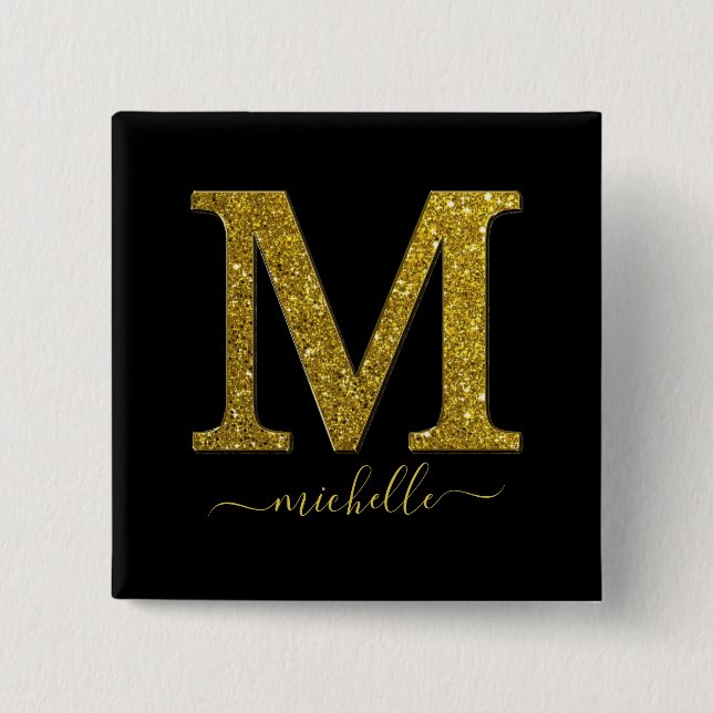 Letter M Glitzer Button (Vorderseite)