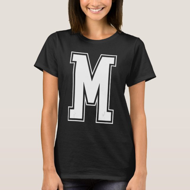 Letter M Hauptstadt Alphabet Initial Cheerleading  T-Shirt (Vorderseite)