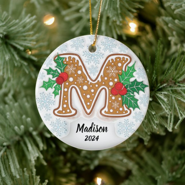 Letter M Individuelle Name Monogram Keramik Ornament (Baum)
