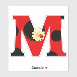 Letter M Ladybug Print with Ladybug and Blume Aufkleber