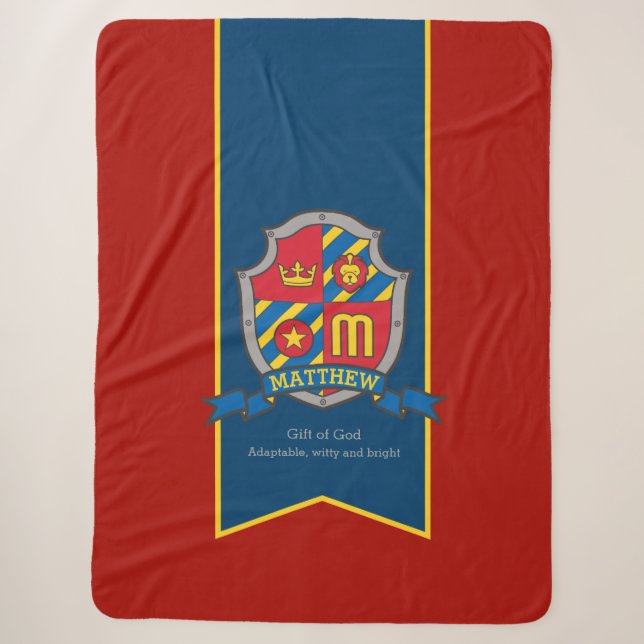 Letter M Matthew individuelle Name bedeutet Wappen Sherpadecke (Vorderseite)