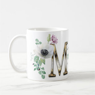 Letter M mit eleganten Blume Kaffee Tasse
