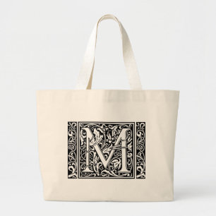 Letter M mittelalterliche Monogram Art Nouveau Jumbo Stoffbeutel