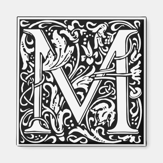 Letter M mittelalterliche Monogram Art Nouveau Magnet (Vorne)