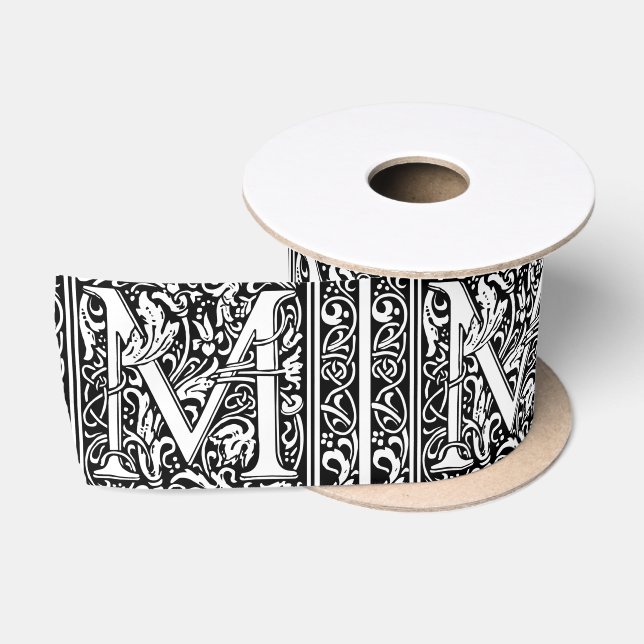Letter M mittelalterliche Monogram Art Nouveau Satinband (Spule)