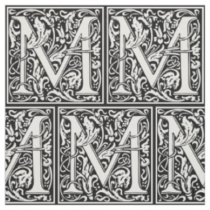 Letter M mittelalterliche Monogram Art Nouveau Stoff