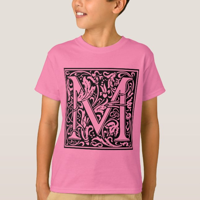 Letter M mittelalterliche Monogram Art Nouveau T-Shirt (Vorderseite)
