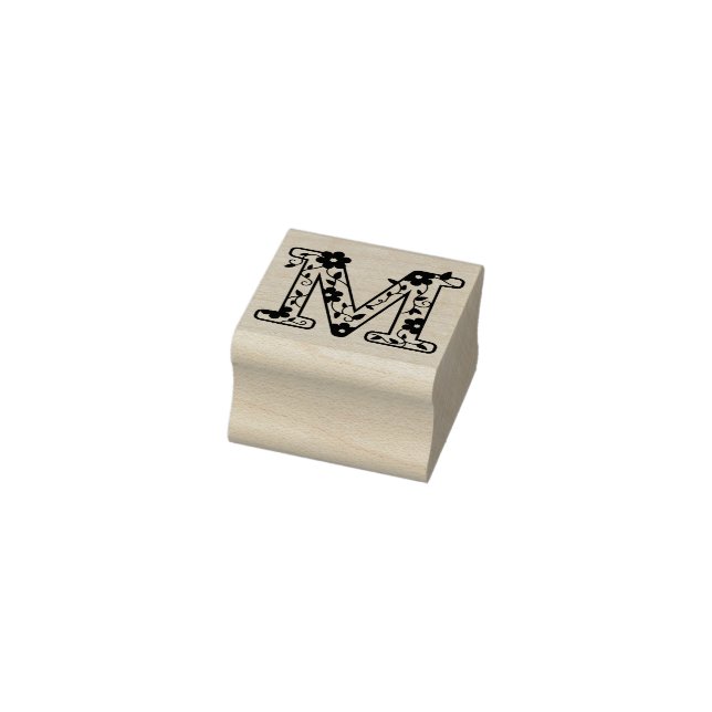 Letter M Monogram Floral Gummistempel (Stempel)