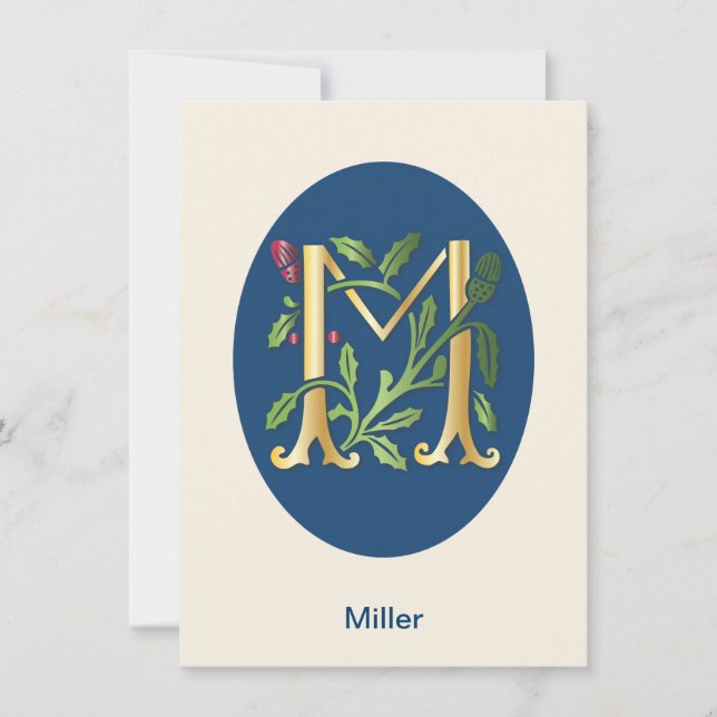 Letter M Monogram-Lilie Einladung (Vorderseite)