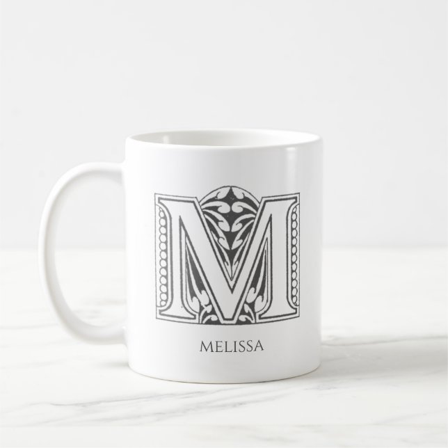 Letter M Monogram Modern Name Coffee Tasse (Links)