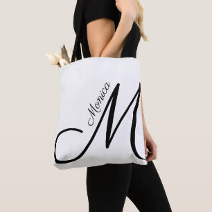 Letter M - Monogram + Name - modern elegant Tasche