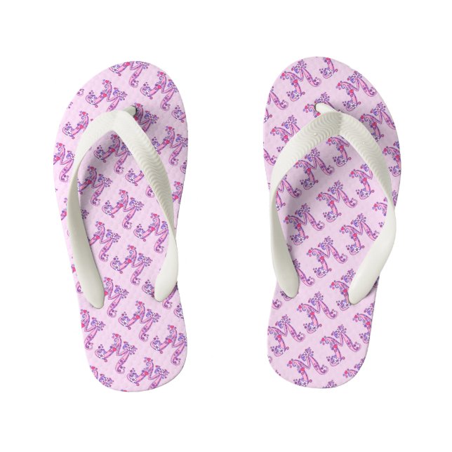 Letter M Monogramm drehe Flop-Dinger Kinderbadesandalen (Fußbett)