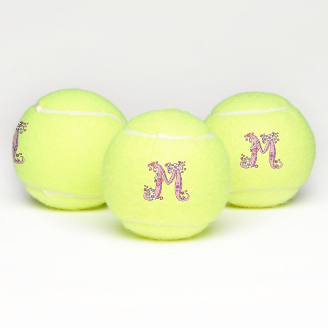 Letter-M-Monogramm-Girls personalisierte Doodart Tennisbälle (Multi)