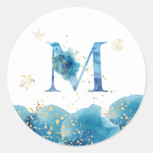 *~* LETTER M - Sea Ocean Beach Umschlag Aufkleber