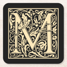 Letter M Vintag Erster Buchstabe Sepia Beige auf s