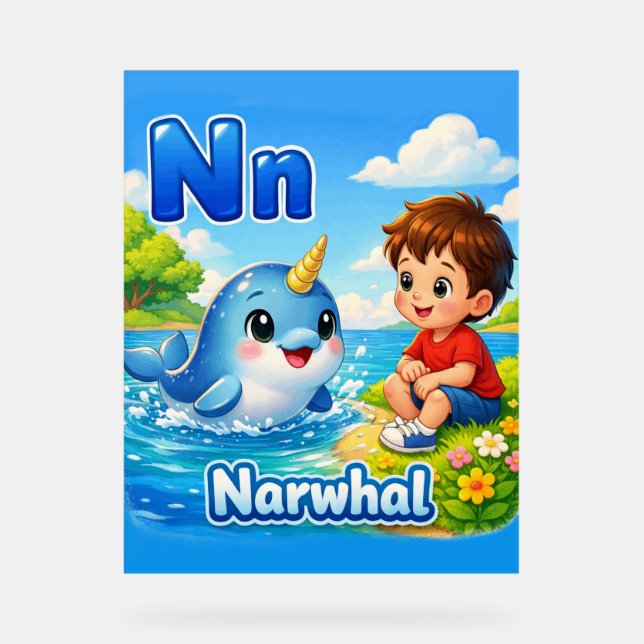 Letter N Alphabet Poster – N is for Narwhal (Vorderseite)