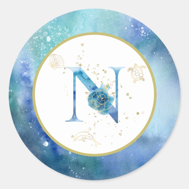 *~* LETTER N - Aufkleber für Nautical Beach Envelo (Vorderseite)