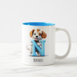 Letter N Dog Alphabet Monogram Coffee Tasse