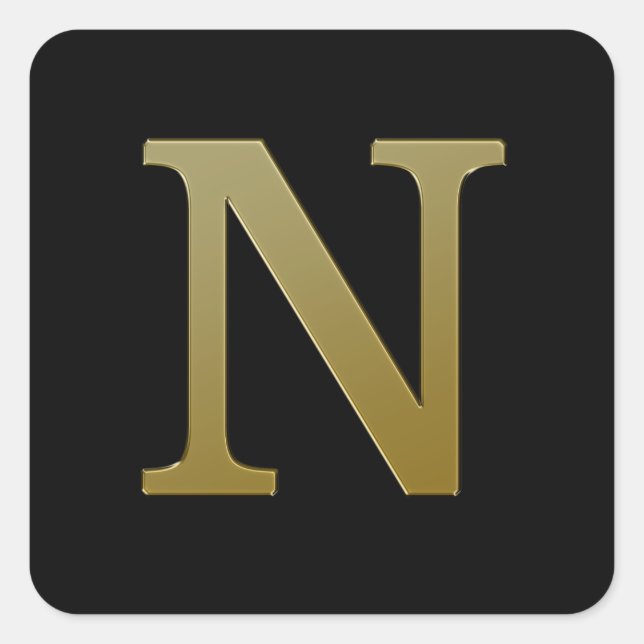 Letter N Gold Square Sticker (Vorderseite)