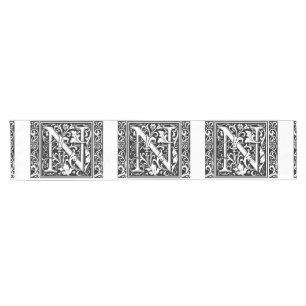 Letter N Mittelalterliche Monogram Art Nouveau Kurzer Tischläufer