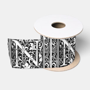 Letter N Mittelalterliche Monogram Art Nouveau Satinband
