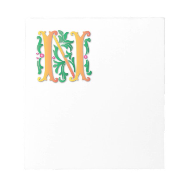 Letter N Monogram-Lilie Notizblock (Vorderseite)