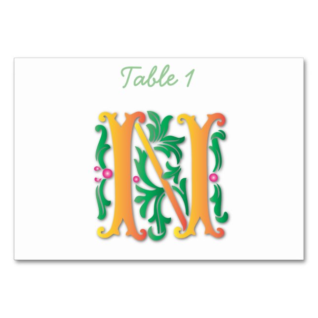 Letter N Monogram-Lilie Tischnummer (Vorderseite)