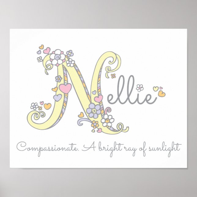 Letter N Nellie Initial Doodle Art Name bedeutet Poster (Vorne)