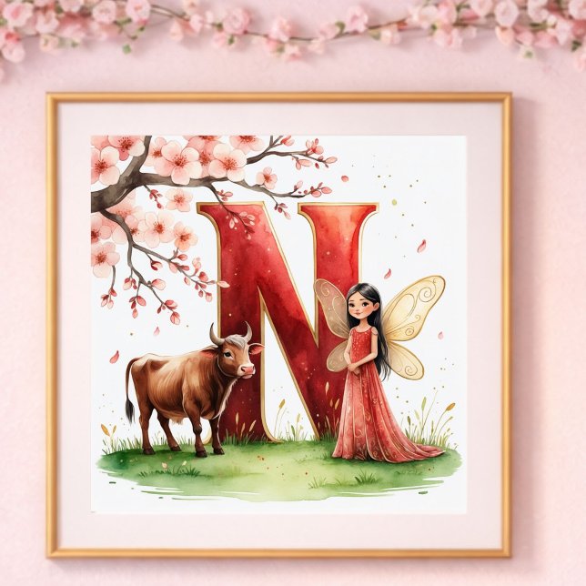 Letter N Ox Fairy Poster - Cherry Blossom Art (Von Creator hochgeladen)