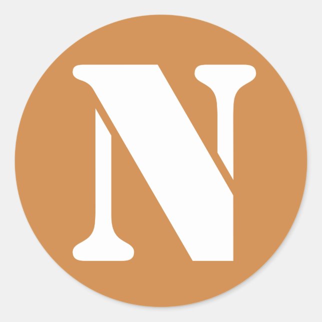 Letter N Peru Gold Stencil Alphabet von Janz Runder Aufkleber (Vorderseite)