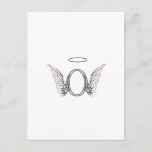 Letter O Anfangsmonogramm mit Angel Wings & Halo Postkarte