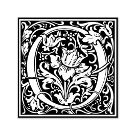 Letter O Art Nouveau Schwarz/Weiß Tile Permastempel