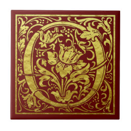 Letter O First Letter Imitats Gold Red Fliese