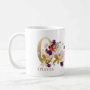 Letter O - Gold Floral Name Schwesterkollege Freun Kaffeetasse
