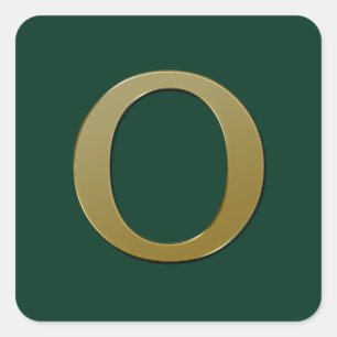 Letter O Gold Square Aufkleber