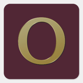 Letter O Gold Square Aufkleber